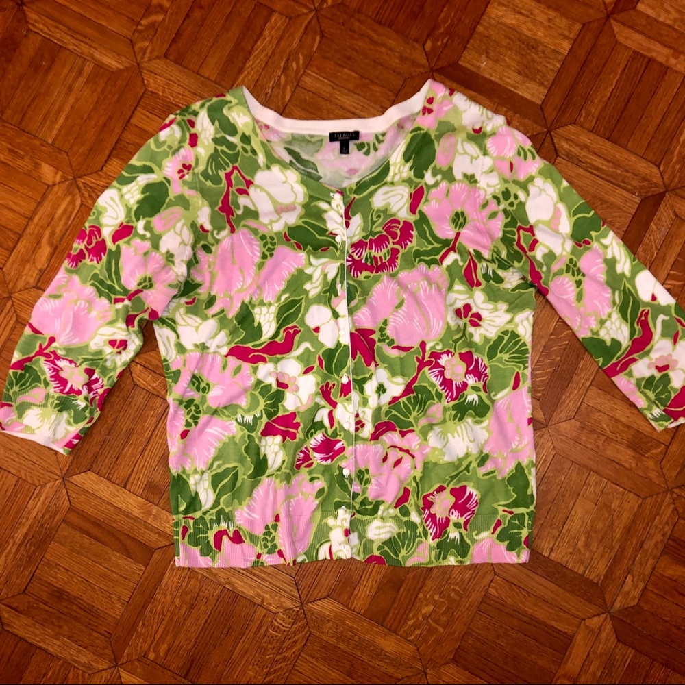 Talbots sz Large Floral pink/green/white